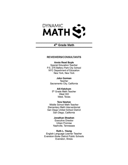 The Dynamic Math Workbook & Study Guide Covers the Complete 4th Grade Math Curriculum, US State Standards Edition! Written by teachers, and featuring 100’s of examples and practice questions!