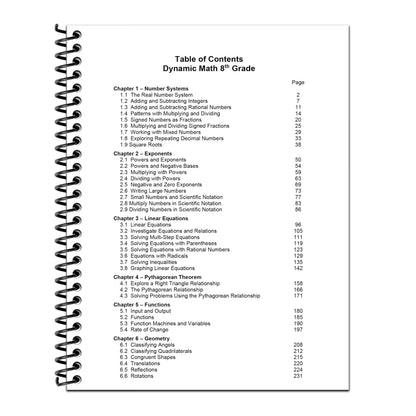 The Dynamic Math Workbook & Study Guide – Complete 8th Grade Math Curriculum, US State Standards Edition! Written by teachers, featuring 100's of examples and practice questions!