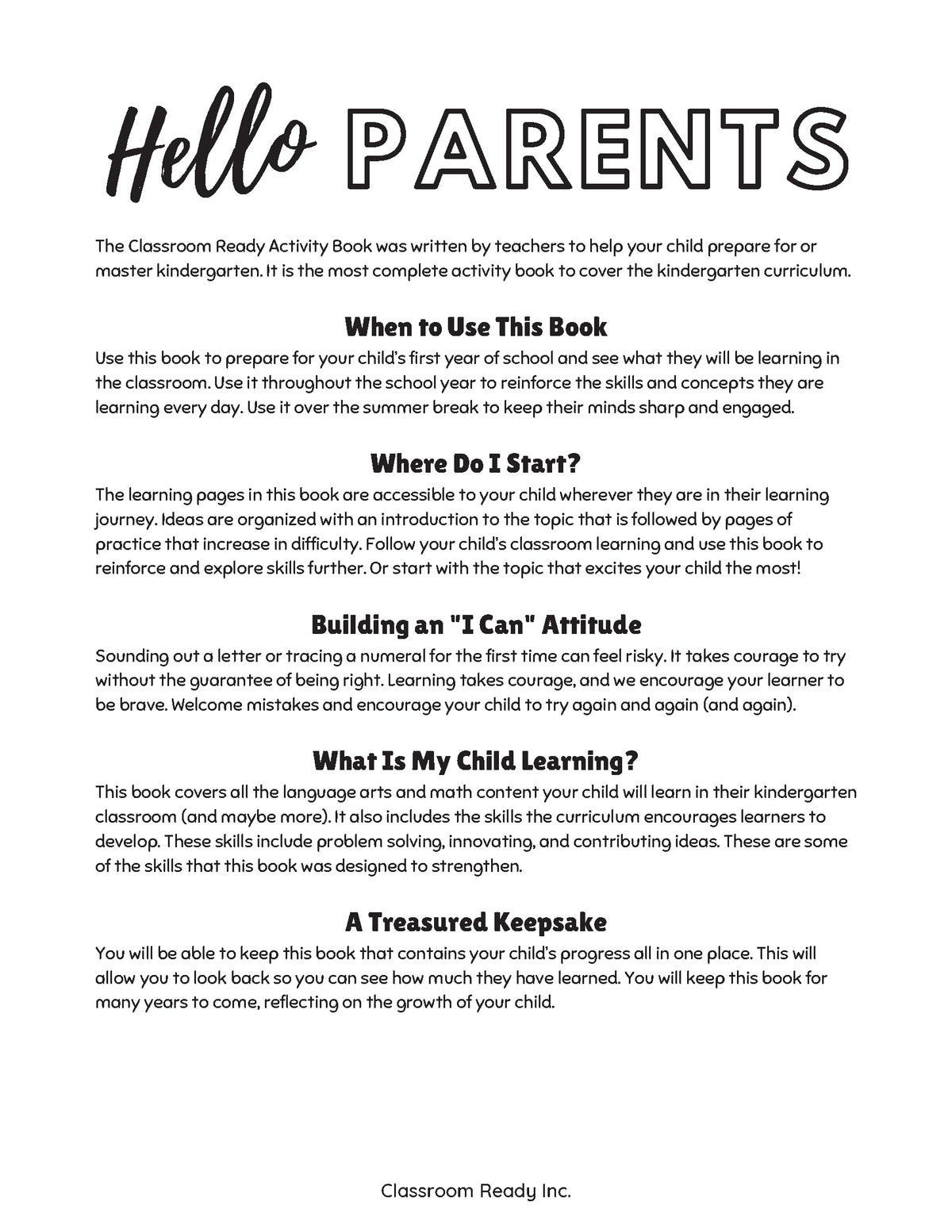 The Classroom Ready Activity Book & Keepsake: Kindergarten