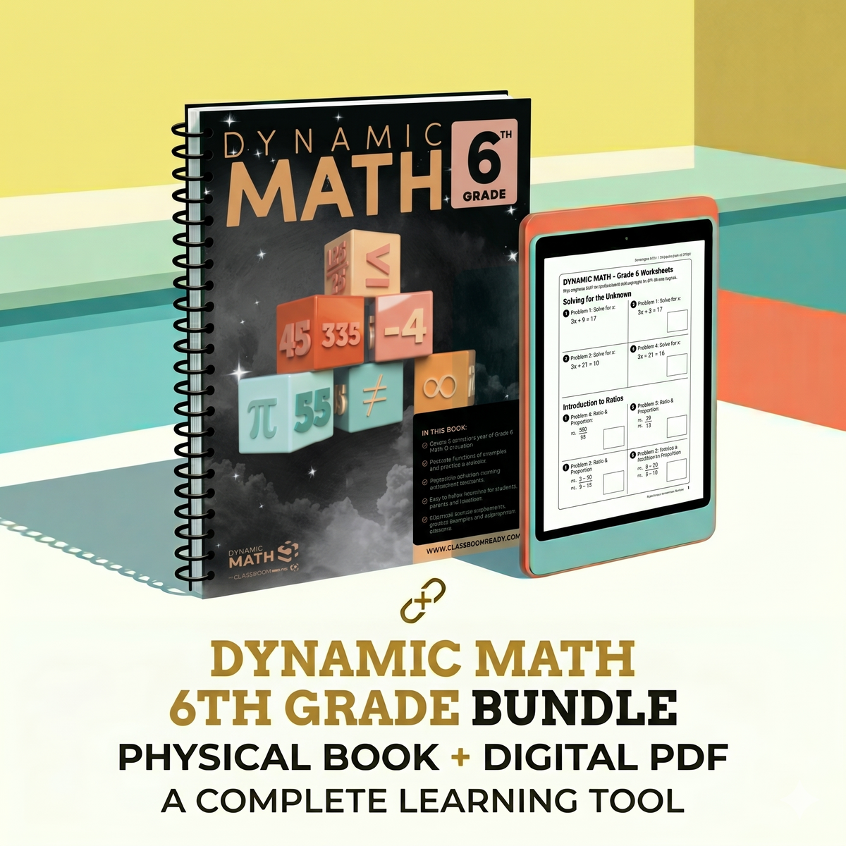 The Dynamic Math Workbook & Study Guide Covers the Complete 6th Grade Math Curriculum, US State Standards Edition! Written by teachers, and featuring 100’s of examples and practice questions!