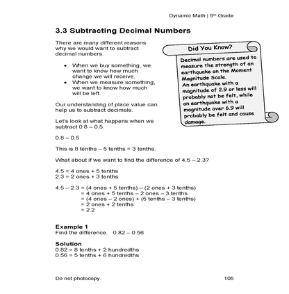 The Dynamic Math Workbook & Study Guide – Complete 5th Grade Math Curriculum, US State Standards Edition! Written by teachers, featuring 100's of examples and practice questions!