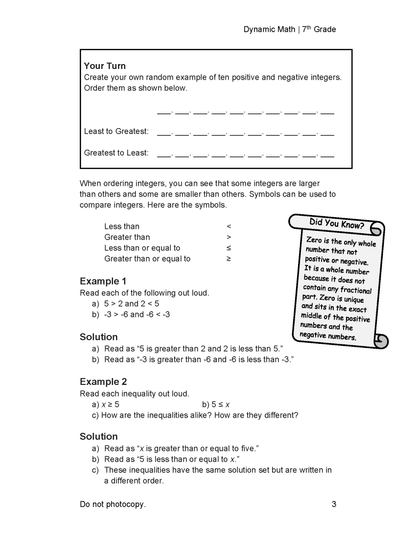 The Dynamic Math Workbook & Study Guide – Complete 7th Grade Math Curriculum, US State Standards Edition! Written by teachers, featuring 100's of examples and practice questions!